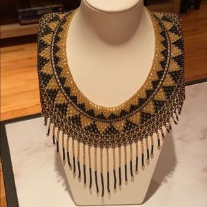 Black/Gold Fringe Necklace